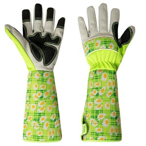 Gants de jardinage en cuir à manches longues pour femmes, imprimé marguerite, résistants aux éspèces végétales, avec protection étendue pour le bras et la main - Product Image 3