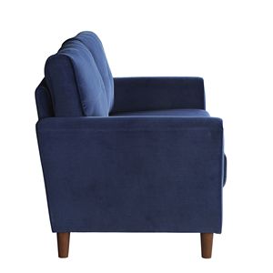 Tappezzeria di velluto blu moderno divano da soggiorno 1pc Comfort Loveseat felpato con schienali a ciuffo con struttura in legno massiccio - Product Image 4