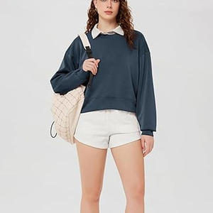 Sudadera de Moda para Mujer, Cuello Redondo, Manga Larga, Felpa Francesa de Algodón, Bordada, de Alta Calidad, 360g, Impresión Digital - Product Image 5