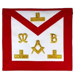 Delantal Masónico Personalizado Bordado Uniquen Enterprises MA02, Diseño Étnico de Cuatro Estaciones, Color Rojo y Blanco, Insignia de Ceremonia, Accesorios para Logia - Product Image 1