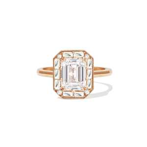 แหวนเพชรทรงเอเมอรัลด์คัทเพาะเลี้ยงในห้องปฏิบัติการ ขายส่ง ทอง 14k 1.97 กะรัต สไตล์อาร์ตเดโค ฝรั่งเศสคัท ทรงบาแกตต์ แบบคลัสเตอร์ ผลิตโดยโรงงาน - Product Image 3