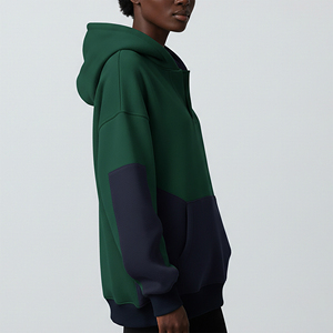 Best Women's Oversized Color Block Hoodie With Front Logo Heat Transfer Printing Fleece <b>Material</b> Autumn Streetwear Long Sleeve - Product Image 6