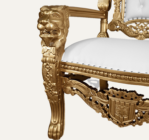 Chaise de luxe classique en bois de mahogany massif, durable, sculptée à la main, style trône royal, pour hôtel et salon - Product Image 5