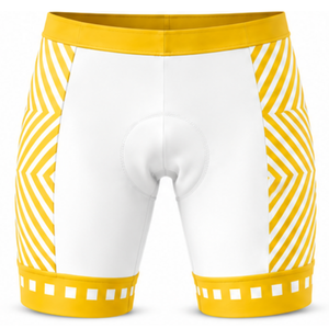 White Golden Yellow <b>Padded</b> <b>Cycling</b> <b>Shorts</b> Custom Breathable Quick Dry Stretch Bicycle Road Racing Training Performance Wear - Product Image 1