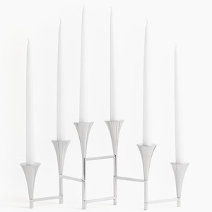 Candélabre moderne en métal chromé argenté à 6 bras, style nordique minimaliste, pour centre de table de mariage et événements - Product Image 1