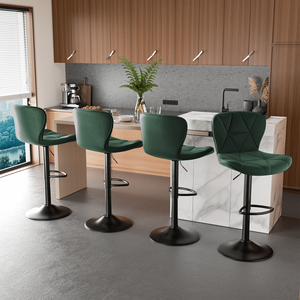 Industrial Vintage 2-Pc Rotatable Bar <b>Stools</b> Set Quilted PU Leather with Backrest and Footrest 300lb Capacity <b>Dining</b> Chairs - Product Image 6