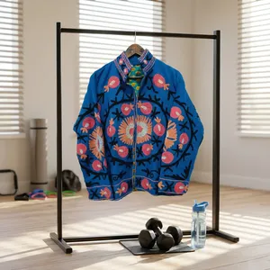 Chaqueta Suzani con Cuello Alto para Mujer, Estilo Indio, Bordado Floral, Tejida, 100% Algodón, Manga Larga, Marca Silkgram - Product Image 3