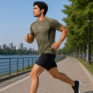 Wholesale <b>Men's</b> Sports Running <b>Compression</b> Gym T-<b>Shirt</b> Slim Fit Quick Dry Breathable 180g Jersey High - Product Image 3