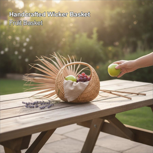 Attractive Design Woven Rattan Serving Fruit Hanging Basket Custom Size Tabletop Decoration Wholesale Price Home Decorate Basket - Product Image 6