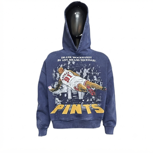 Sweat-shirt à capuche surdimensionné pour homme en coton French Terry, style streetwear décontracté, imprimé graphique, design vintage, Pints Rodman 91 - Product Image 1