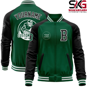 Custom Men Varsity <b>Jacket</b> <b>Fleece</b> <b>Lined</b> Zip Up Letterman Bomber <b>Jacket</b> Name Number School Club Wear - Product Image 3