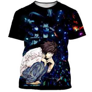 เสื้อยืดอนิเมะเดธโน้ต แขนสั้น คอกลม ทรงหลวม ผ้าฝ้าย 100% ป้องกันขนร่วง พิมพ์ลายสกรีน สีดำ สำหรับผู้ชาย - Product Image 5