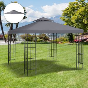 Telo di Ricambio per Ombrellone da Giardino/Patio/Padiglione Esterno, 3m x 3m, Grigio Scuro, a 2 Livelli, Anti-UV (Solo Tetto) - Product Image 2