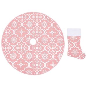 Lusso 4 ft tessuto rosa albero di natale gonna festiva decorazioni natalizie con disegno calzino - Product Image 2