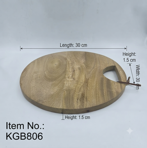 Planche à fromage ronde en bois d'acacia avec poignée, plateau de service, planche à découper pour la cuisine, la maison, le restaurant, vente en gros - Product Image 2