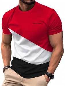 T-shirt da uomo <span class=keywords><strong>NASA</strong></span> in maglia a blocchi di colore, a maniche corte, girocollo, con logo frontale, motivo sportivo, traspirante, 100% cotone - Product Image 2
