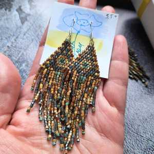 Pendientes de Alta Gama con Cuentas Coloridas, Geométricos, Largos, con Borlas y Cuentas de Semillas, Joyería para Mujer, Suministros para Abalorios - Product Image 1