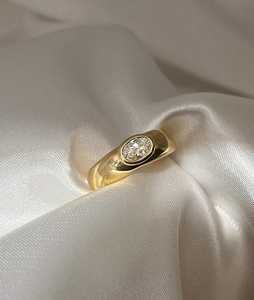 Anillo Solitario de Oro Sólido de 10K, 14K, 18K con Diamante Cultivado en Laboratorio de Corte Ovalado, Engastado en Bisel, Certificado IGI, Banda Ancha Cónica de 6-3mm para Mujer - Product Image 6