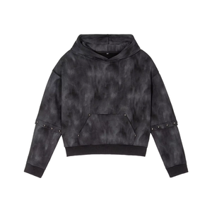 Hoodie Boxy Homme Personnalisé en Tissu Solide Délavé à l'Acide 480 g/m² avec Manches Détachées, Design Riveté, Impression 3D en Relief, Streetwear, Impression Gonflée - Product Image 6