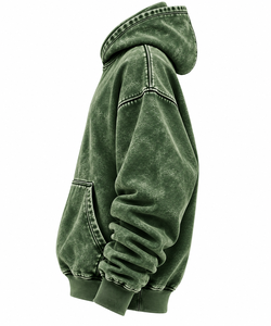 Sweat-shirt à capuche oversize pour homme, effet délavé, style streetwear, décontracté, en molleton, avec poche avant - Product Image 5