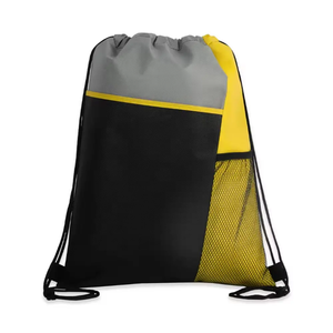 Custom Logo Drawstring Sports Bag Lightweight Polyester Gym Sack Mesh Side Pocket Promotional Fitness <b>Backpack</b> - Product Image 2