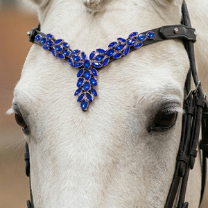 Elegantes diademas ecuestres con botones a presión de cambio rápido, cristal verde esmeralda, diseño de V profundo, accesorios para bridales de doma, OEM - Product Image 1