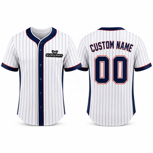Camiseta de Béisbol Personalizada con Rayas Blancas, Manga Corta, Cierre de Botones, Absorbe la Humedad, Unisex para Adultos - Product Image 1