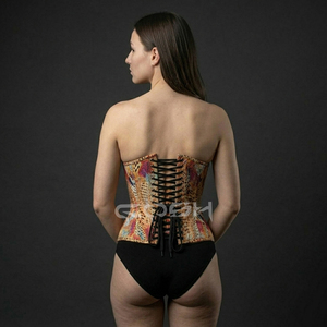 <b>Underbust</b> Steelboned Waist Training Wild Print Corset With Busk Closure - Product Image 5