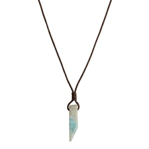Caribbean Calcite Natural Crystal Unshaped Pendant Necklace with Adjustable <b>Rope</b> <b>Chain</b> for Men and Boys - Product Image 3