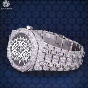 Charm Jewells Montre de luxe pour femme en acier inoxydable, boîtier tonneau de 38 mm, lunette sertie de diamants, quartz analogique, fermoir pliant - Product Image 3