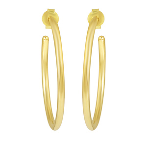 Nouveauté 2026 – Boucles d'oreilles créoles fines en argent sterling 925 plaqué or jaune, 27 mm, design minimaliste, pour usage quotidien, bijoux raffinés - Product Image 1