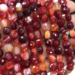 ลูกปัดหินอาเกตลายแดงทรงกลมเจียระไน ลูกปัดพลอยธรรมชาติสำหรับทำเครื่องประดับ งานฝีมือ DIY ขายส่ง - Product Image 5