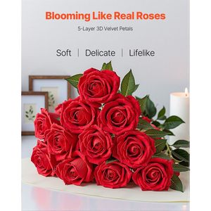 Fleurs artificielles en mousse rouge ultra-réalistes, 500 pièces en vrac, fausses roses pour bouquets de mariage DIY, douche nuptiale, tiges de mariage rouges artificielles - Product Image 2