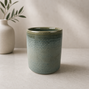 Green Glazed Stoneware Ceramic <b>Utensil</b> <b>Holder</b> Smooth Finish High Fired Chip Resistant <b>Kitchen</b> Counter Storage Organizer Durable - Product Image 1
