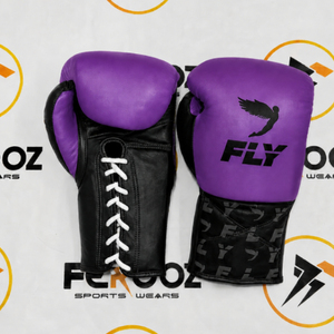 Gants de boxe Fly noirs et rouges à lacets en cuir respirant pour adultes, équipement d'entraînement de MMA, gants de boxe en cuir véritable - Product Image 6