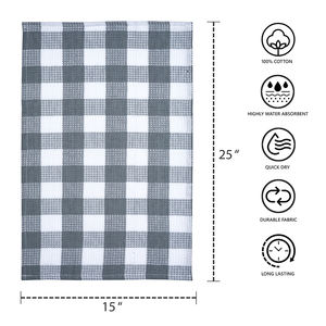 100% coton de qualité supérieure gaufré Plaid Design réutilisable haute absorption torchon multi-usages doux écologique gris serviette de cuisine - Product Image 6