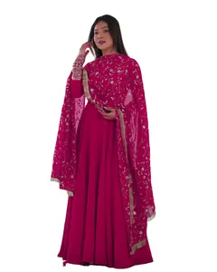 最新设计师长阿纳卡利礼服派对礼服巴基斯坦和印度风格三件套连衣裙