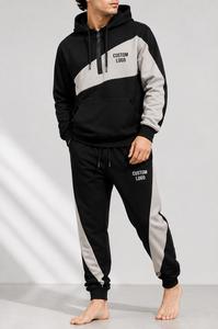 Conjunto Deportivo Personalizado para Hombre con Capucha, Bloques de Color, Manga Larga, Ropa Deportiva Informal con Pantalones con Cordón, Logotipo Personalizado, Sudadera con Capucha Personalizada - Product Image 3