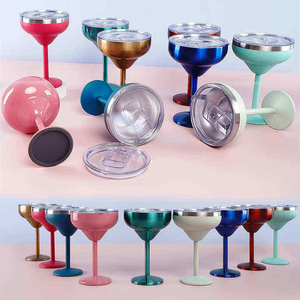 Verre à cocktail Margarita isotherme à double paroi en acier inoxydable avec couvercle, idéal pour les vacances à la plage ou à la piscine - Product Image 2