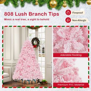 6 FT Flocked Artificial Christmas <b>Tree</b> with 350 LED <b>Lights</b> Hinged Xmas <b>Tree</b> Decorations - Product Image 5