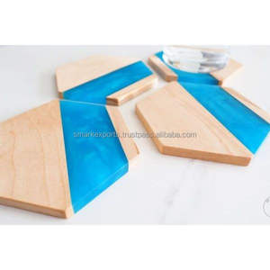 Distinctive Wooden Resin Coasters <b>Set</b> Round and Square Drink Mat <b>Tea</b> Coaster <b>Cup</b> Holder Dining Room Stylish Tabletop Decor - Product Image 2