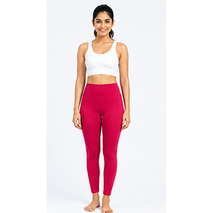 Women Solid High Waist Yoga <b>Leggings</b> <b>with</b> Butt Shaping Design Breathable Cotton Spandex Material and Utility <b>Pocket</b> For Sports - Product Image 1