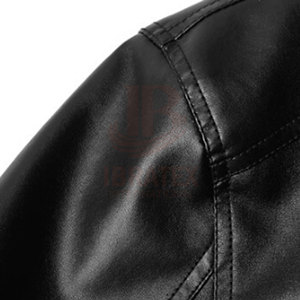 Wholesale Custom Logo Print High Quality <b>Men's</b> Solid Casual Stand Collar <b>Leather</b> Winter Jacket Waterproof Outdoor Use - Product Image 4