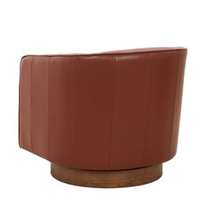 Poltrona Girevole Tessa in Pelle di Prima Qualità Color Caramello con Base in Legno, Elegante Arredo per Soggiorno - Product Image 6