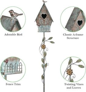Casa para Pájaros, Encantadora Casetas para Pájaros de Múltiples Compartimentos con Diseño de Techo Inclinado para Decoración de Jardín, Artesanía Metálica Duradera para Nidos al Aire Libre - Product Image 3