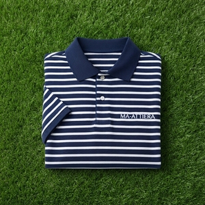 Polo personnalisé pour homme, bleu marine à rayures blanches, manches courtes, vêtements de sport de golf, uniforme de travail, OEM ODM, vente en gros - Product Image 6