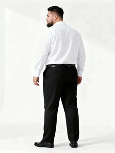 Camisas Sociales de Manga Larga para Hombre, Tallas Grandes 10XL 11XL, Camisa Formal de Trabajo, Sarga Lisa, Oficina, Fiesta, Bolsillo Único, Tallas Grandes 45-155KG - Product Image 2