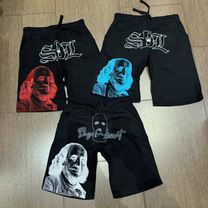 Men's <b>Black</b> Cotton Eco-friendly Streetwear Shorts Midweight Flat Front Drawstring Closure Casual Summer Wear - Product Image 4