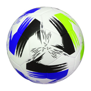 Oxva Industries <b>Football</b> Soccer Ball Size 5 <b>White</b> Blue Yellow <b>Black</b> Solid Durable Eco-Friendly Lightweight Butyl Bladder Screen - Product Image 6