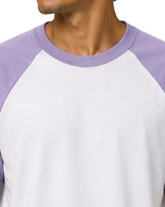 Custom <b>White</b> And Lavender Purple Raglan T Shirt For Men Short Sleeve Crew Neck Cotton <b>Tee</b> Custom Casual Color Block Streetwear - Product Image 5